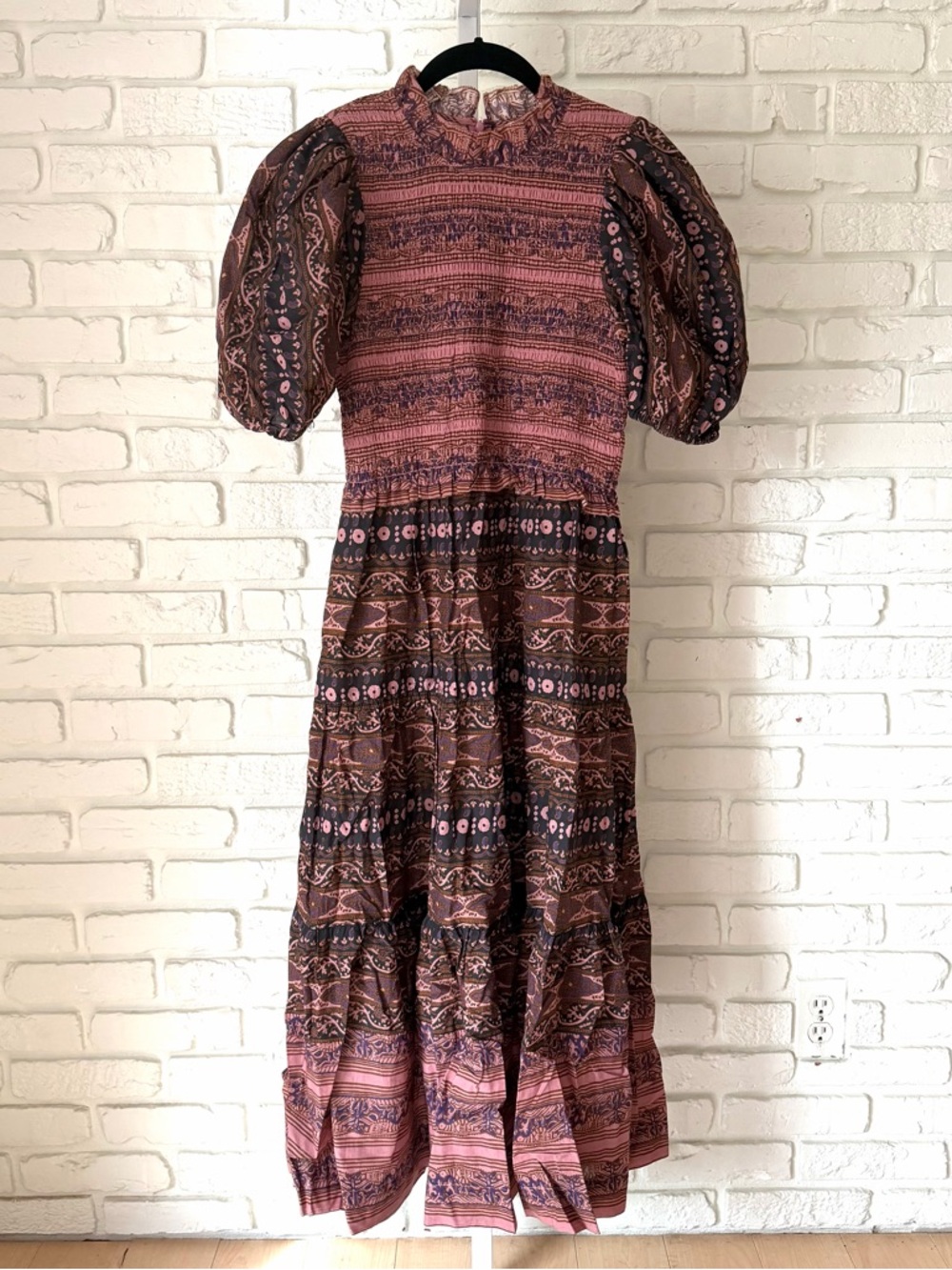 Othilia Anthropologie Smocked Puff Sleeve Maxi Dress SP
